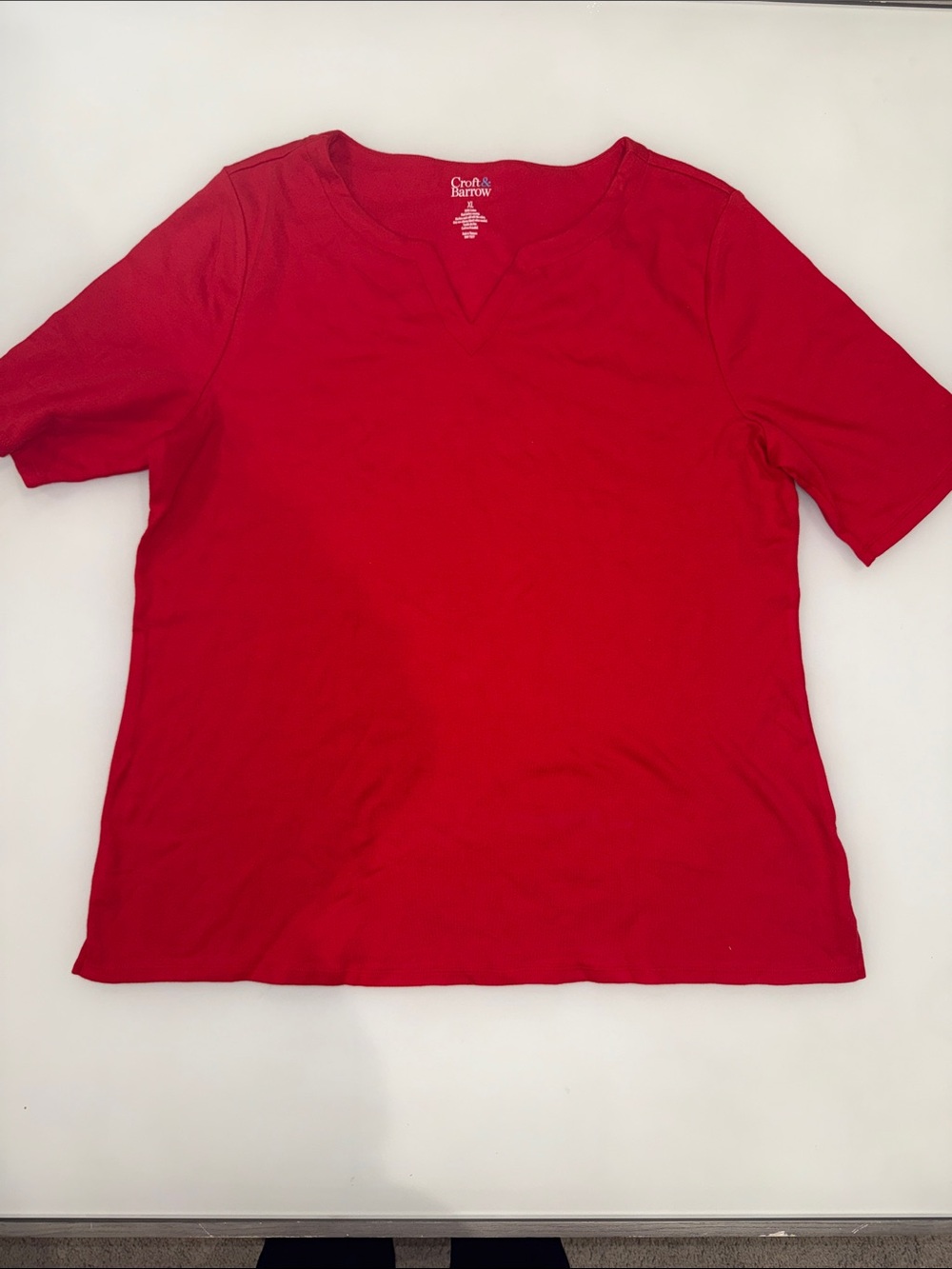 croft & barrow Bright Red Short-Sleeve V-Notch Tee